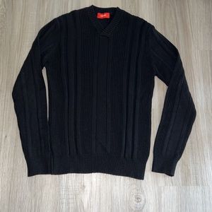 Cool Marino Wool Men’s Sweater in Black, Size Medium